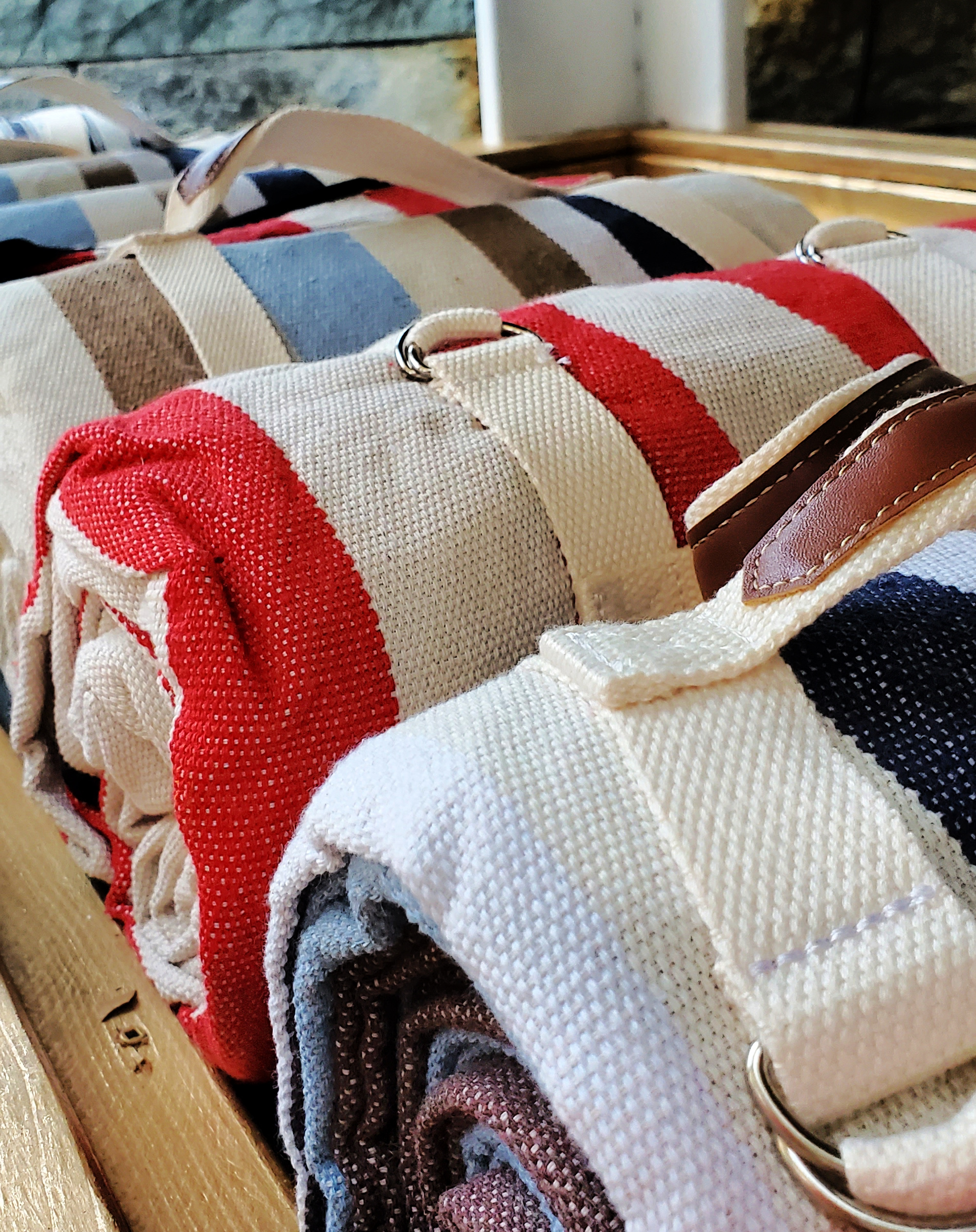 Blanket rolls on a tray